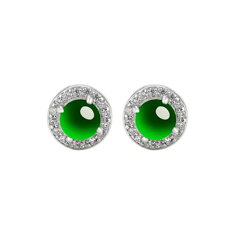 Purple Muli Ice Glutinous Jadeite Stud Earrings Women's-1