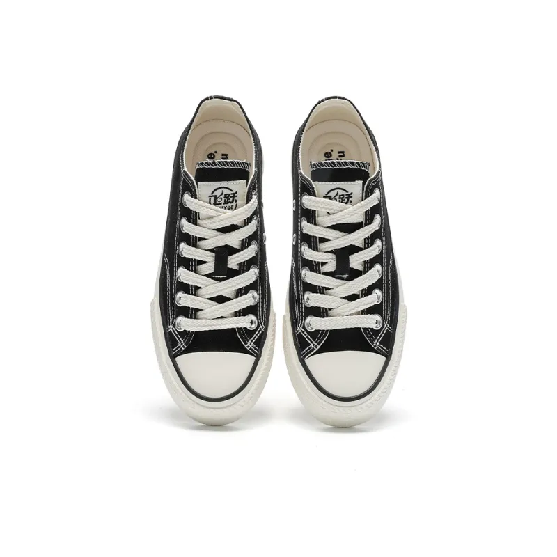 Dafu Leaps Forward Slip Resistant, Abrasion Resistant, Breathable, Lightweight Low Top Canvas Shoes Unisex Black-2