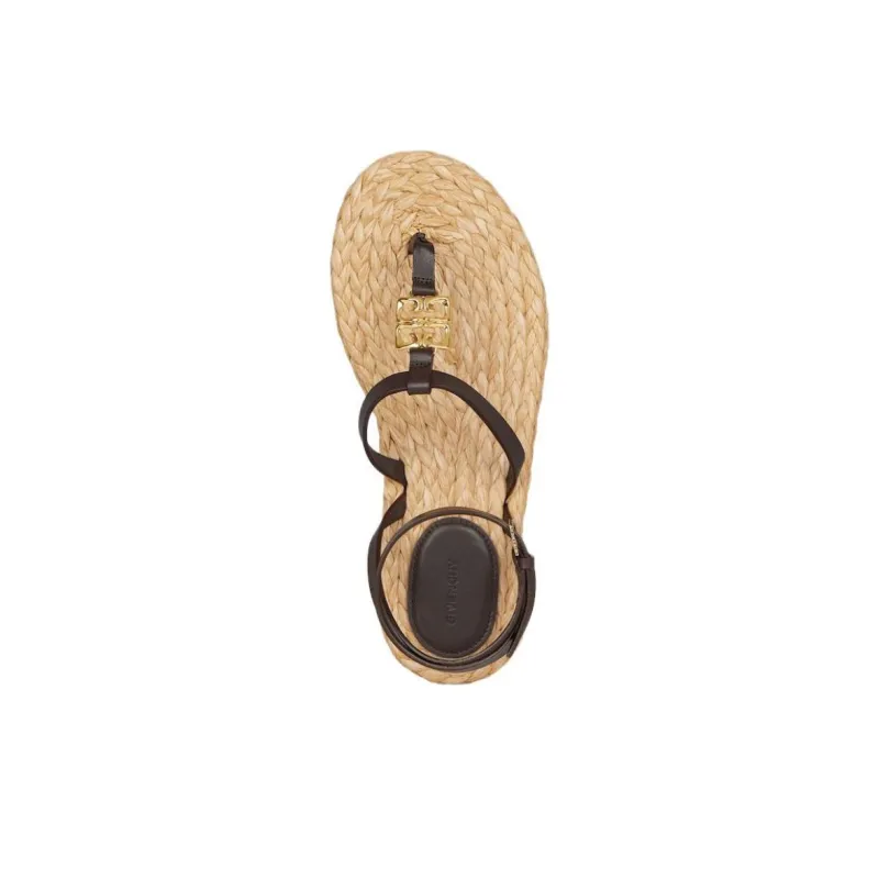 Givenchy 4G Liquid Calfskin One Strap Sandals Women's Black-4