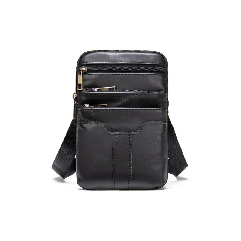 CMLZIUA Cow Leather Crossbody Bags Regular Unisex Coffee Small/Coffee Large/Black, Small/Black Large Size-3