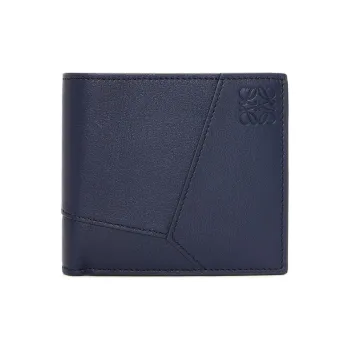 LOEWE Puzzle Cow Leather Wallet Men's Dark Blue