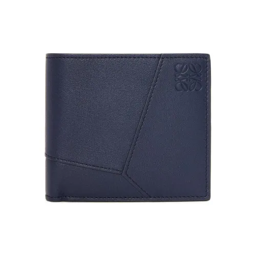 LOEWE Puzzle Cow Leather Wallet Men's Dark Blue