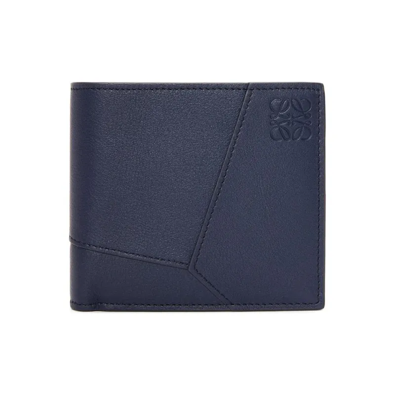 LOEWE Puzzle Cow Leather Wallet Men's Dark Blue-0
