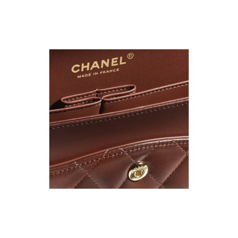 CHANEL Classic Flap CF Gold Metal With Lambskin Shoulder Bag, Crossbody Bag Women's Brown-2