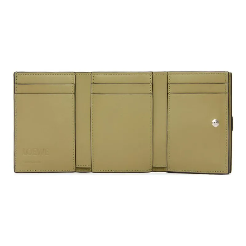 LOEWE Soft Grain Calfskin Wallet Trumpets Men's Abyss Blue & Olive Green-4
