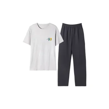 The Story Of The Flower Season Pajama Set Men's Light Gray