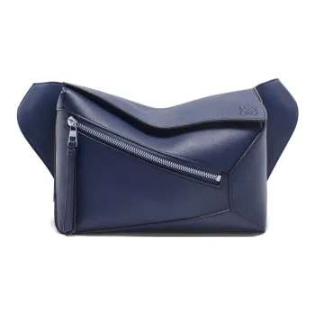 LOEWE Puzzle Calfskin Fanny Pack Small Size Women's Dark Blue