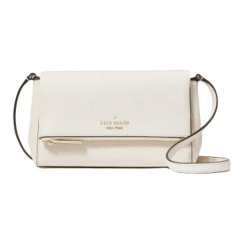 Kate Spade Leila Litchi Grain Leather Shoulder Bag, Crossbody Bag Mini Women's Parchment White