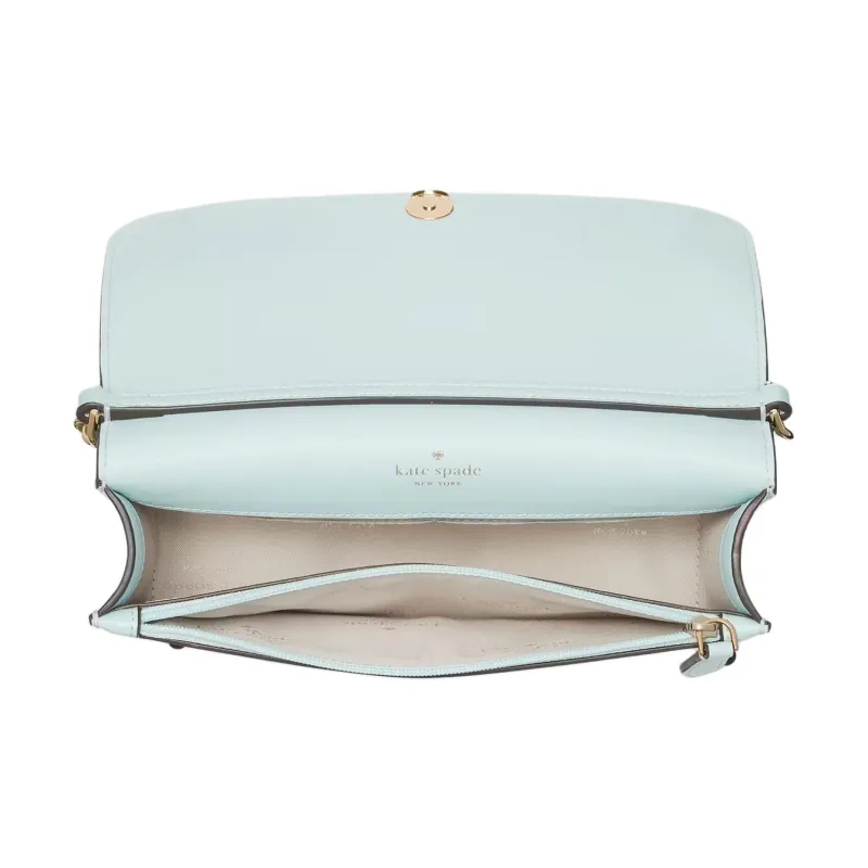 Kate Spade Saffiano Leather Shoulder Bag, Crossbody Bag Small Size Women's Blue Glow-2