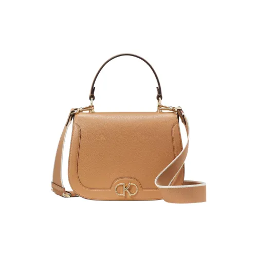 Kate Spade Eggstone Grain Leather Saddle Bag Shoulder Bag Crossbody Bag Handbag Women's Brown