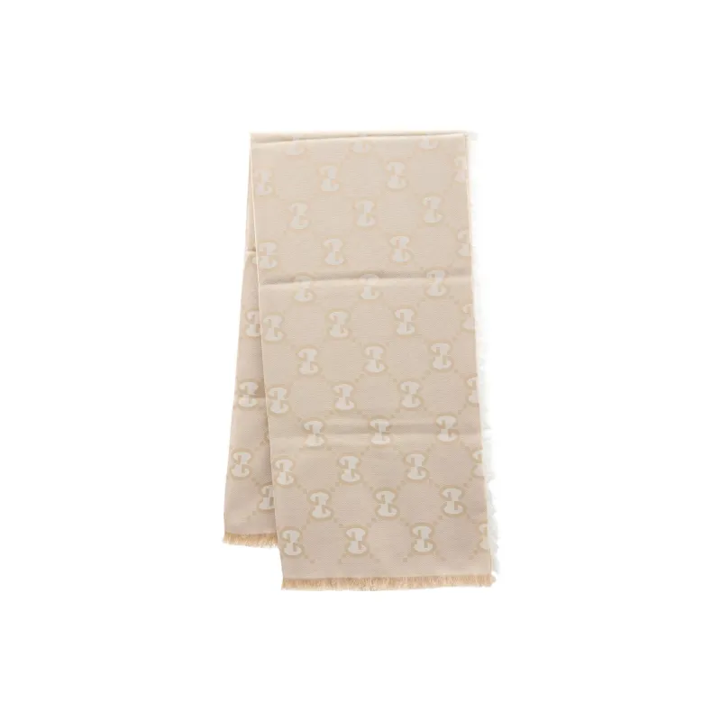 GUCCI Cotton Silk Knit Scarves Unisex Beige-1