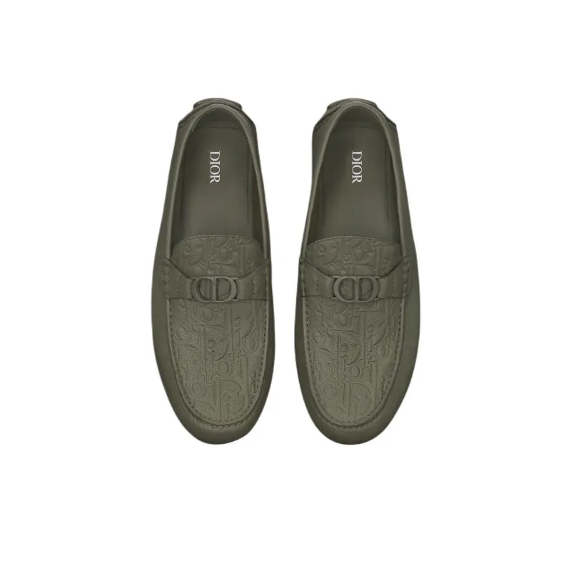DIOR OBLIQUE Odéon Loafers Men's Green-3