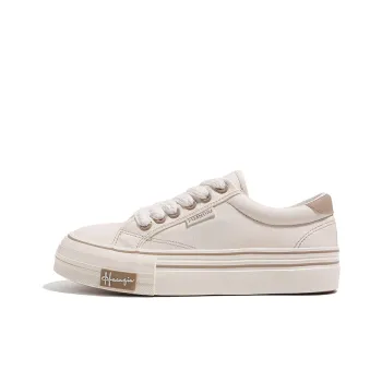 HUANQIU Abrasion Resistant Slip Resistant Low Top Canvas Shoes Women's Beige Khaki