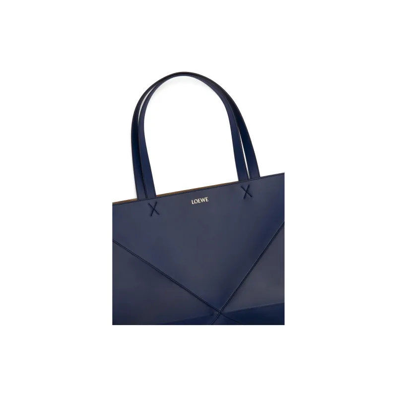 LOEWE Shiny Cow Leather Tote Bag Shopping Bag Shoulder Bag Handbag Extra Large Women's Dark Blue-6