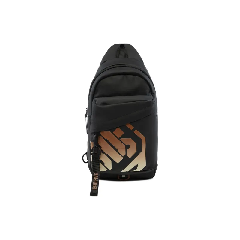 LiNing Polyester Polyurethane PU Sling Bag Regular Unisex Black Gradient-0