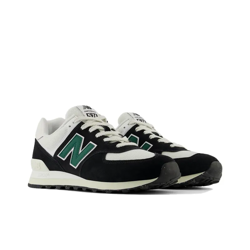 New Balance 574 Black White Marsh Green-2