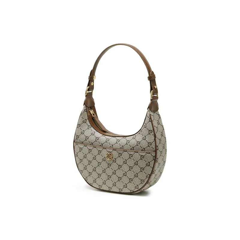 PIERRE CARDIN PVC Shoulder Commute Bag Casual Shoulder Bag Saddle Bag Regular Women's Khaki-1