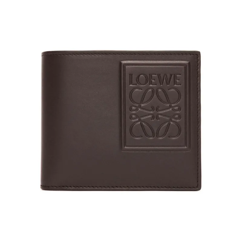 LOEWE Satin Calfskin Wallet Men's Dark Brown-0