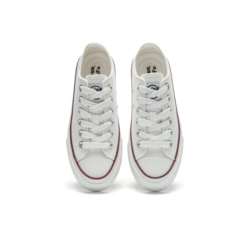 Dafu Leaps Forward Anti Slip Wear Resistant Breathable Lightweight Low Top Canvas Shoes Unisex White-2