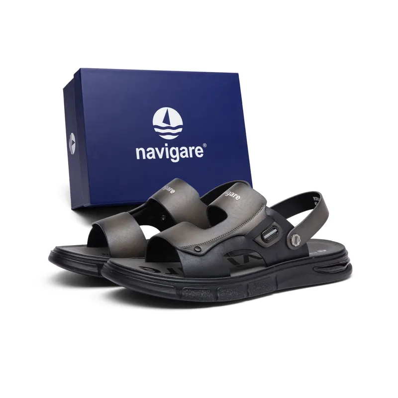 NAVIGARE Beach Sandals Men Black Gray Black Khaki-2