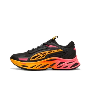 PUMA Cushioning, Slip Resistant, And Abrasion Resistant Low Top Casual Running Shoes Men's Black Orange