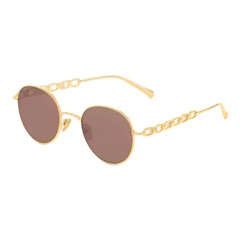 LOUIS VUITTON Acetate Metal Round Sunglasses Women's Gold