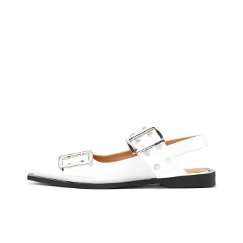 GANNI Wide Welt Buckled Ballerina Shoes