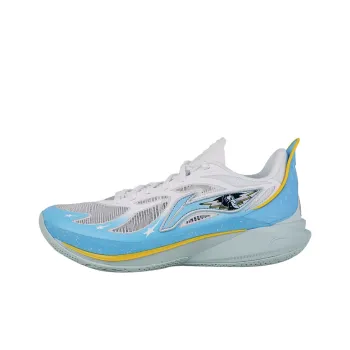 LiNing SONIC 12 PE Version Cushioning Wear Resistant Low Top Basketball Shoes Men's White Blue