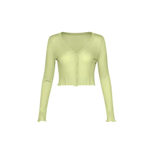 Mrs. Island Song Knitwear Women's Paulownia Flower Yellow Green