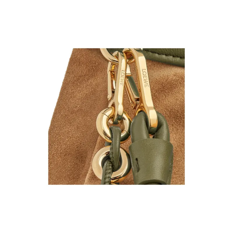 LOEWE Flamenco Soft Nappa Sheep Leather One Shoulder Crossbody Handheld Bag Women's Khaki Green-9
