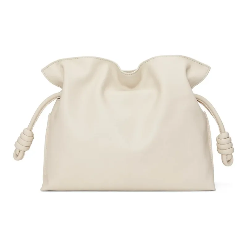 LOEWE Flamenco Cow Leather Shoulder Bag Clutch Medium Size Women's Sea Salt Color-3