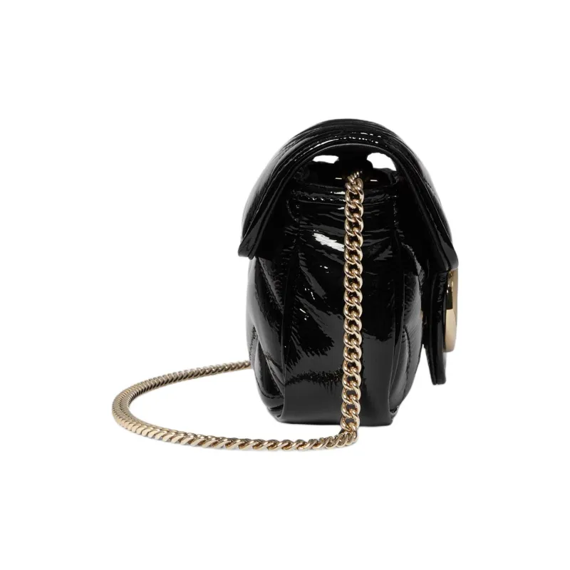 GUCCI GG Marmont Patent Leather, Leather Shoulder Bag, Crossbody Bag Extra Mini Women's Black-2