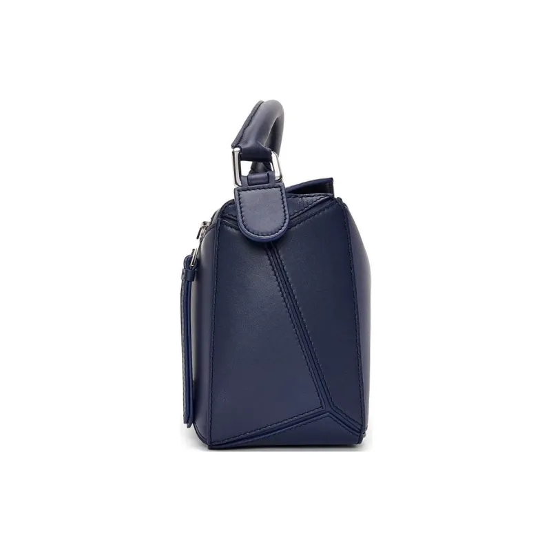 LOEWE Small Puzzle Bag In Satin Calfskin Abyss Blue-4