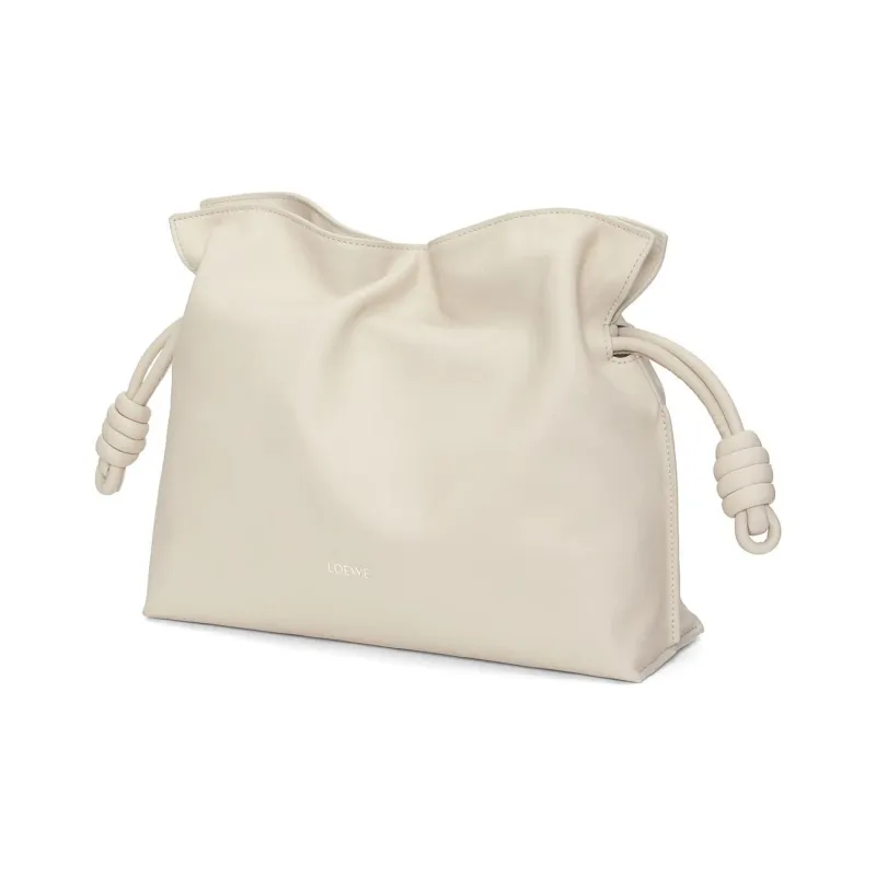 LOEWE Flamenco Cow Leather Shoulder Bag Clutch Medium Size Women's Sea Salt Color-1