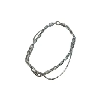 JUSTINE CLENQUET Brass, Palladium Plated, Crystal Necklaces Women's Silver