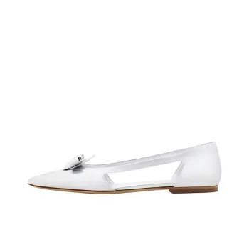 Ferragamo Drop Bow Leather Ballerina Shoes Women's
