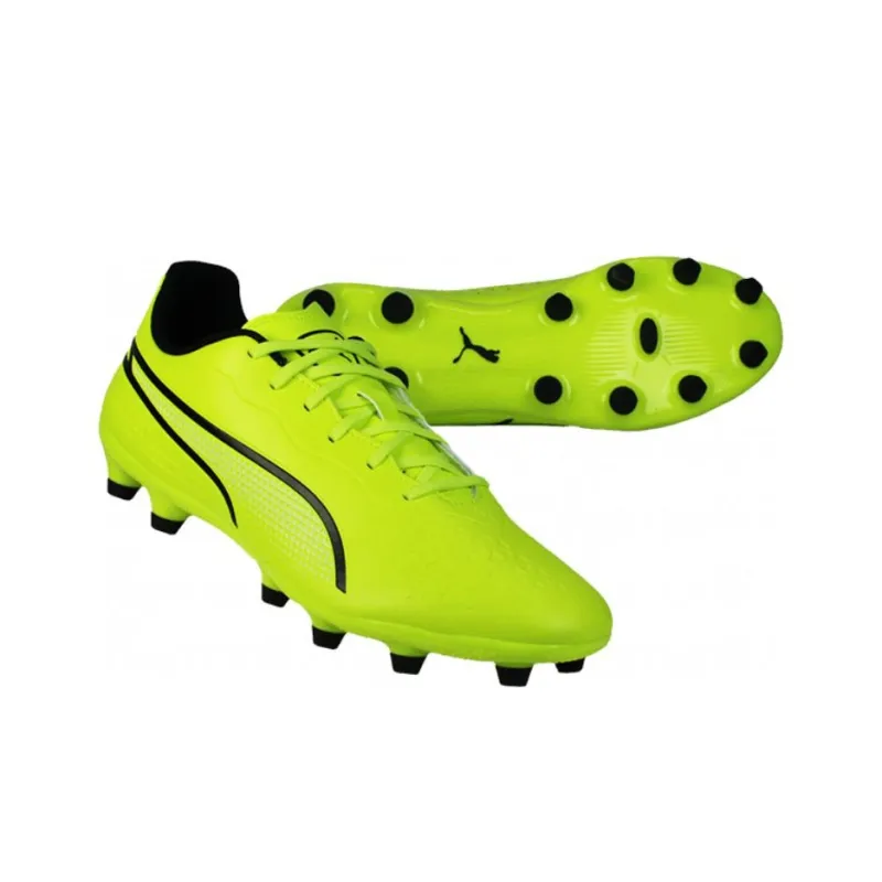 PUMA King Soccer Shoes Unisex Low Top Yellow Green-2