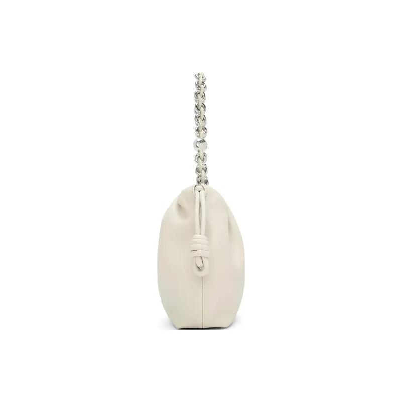 LOEWE Flamenco Sheepskin One Shoulder Crossbody Clutch Mini Women's White-5