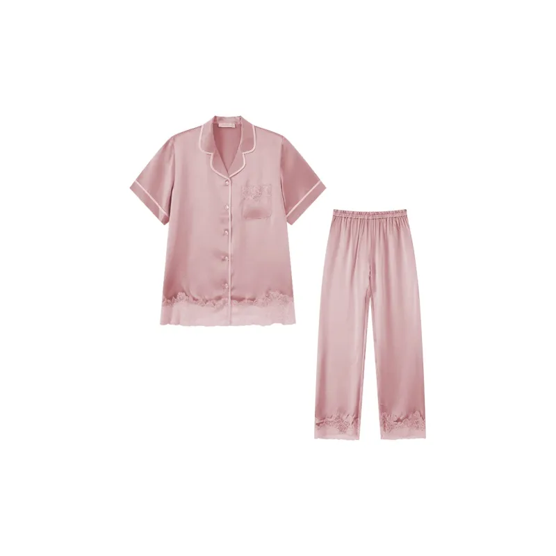 Imperial Palace Short Sleeved Silk Pajama Set From High End Luxury Brand Loungewear Silk Set Women's-1