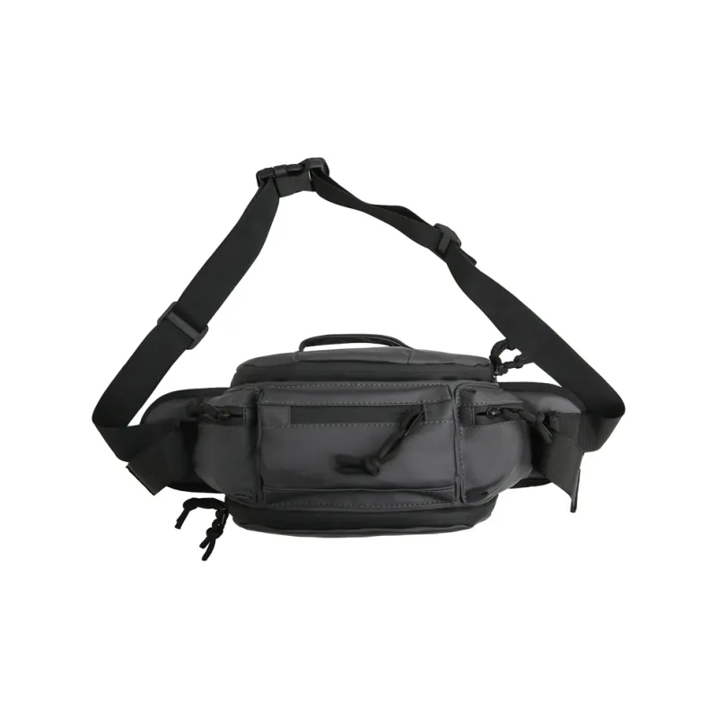 OUZIHUANG Nylon Fabric Handbag Shoulder Bag Crossbody Bag Fanny Pack Sling Bag Regular Unisex Black/Gray-0