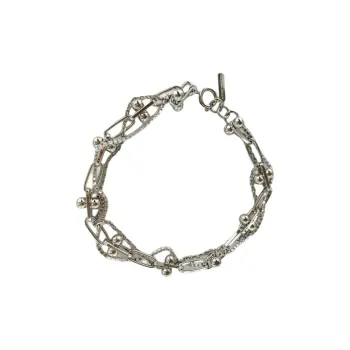 JUSTINE CLENQUET Brass, Palladium Plated, Crystal Necklaces Women's Silver