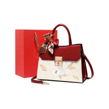 PAYOT Microfiber Synthetic Leather Wedding Bag Shoulder Bag Crossbody Bag Handbag Large Size Women's Burgundy & Ecru