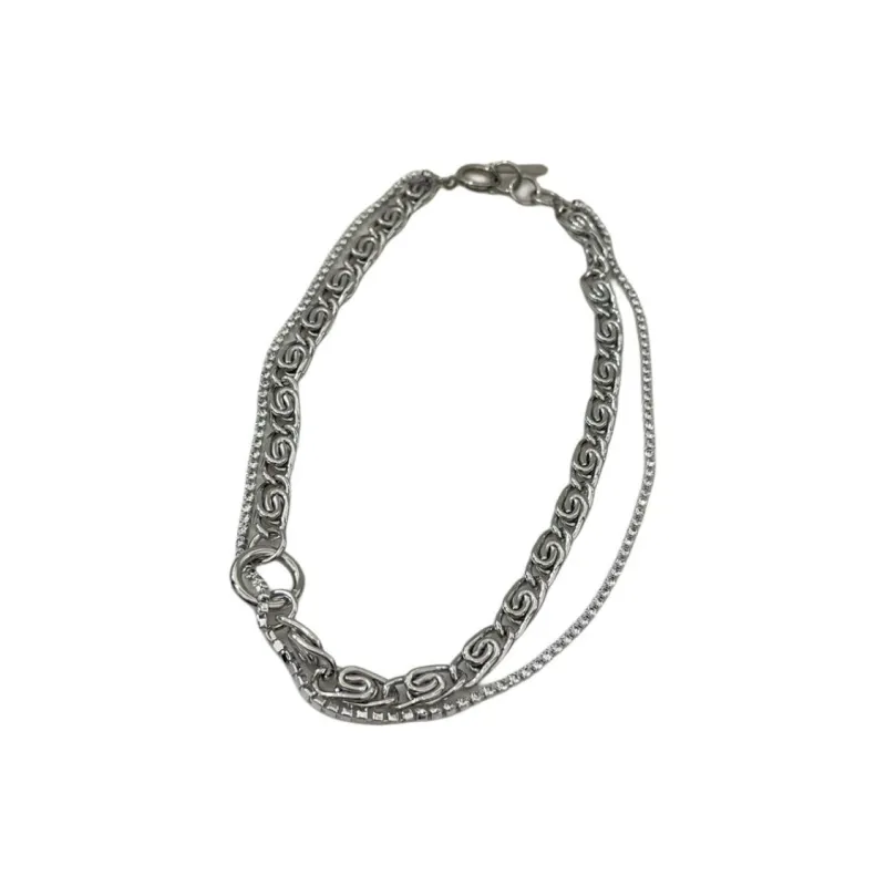 JUSTINE CLENQUET Brass, Palladium Plated, Crystal Necklaces Women's Silver-0