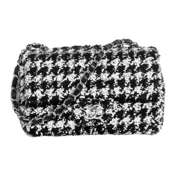 CHANEL Sequins Shoulder Bag Crossbody Bag Small Size Women's Black & White