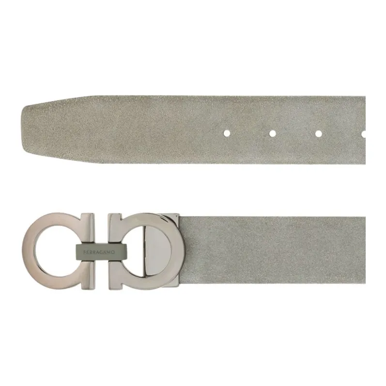 Ferragamo Gancini Buckle Suede Belt-1