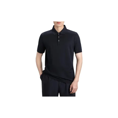 Shu family Polo Shirts Men Navy Blue