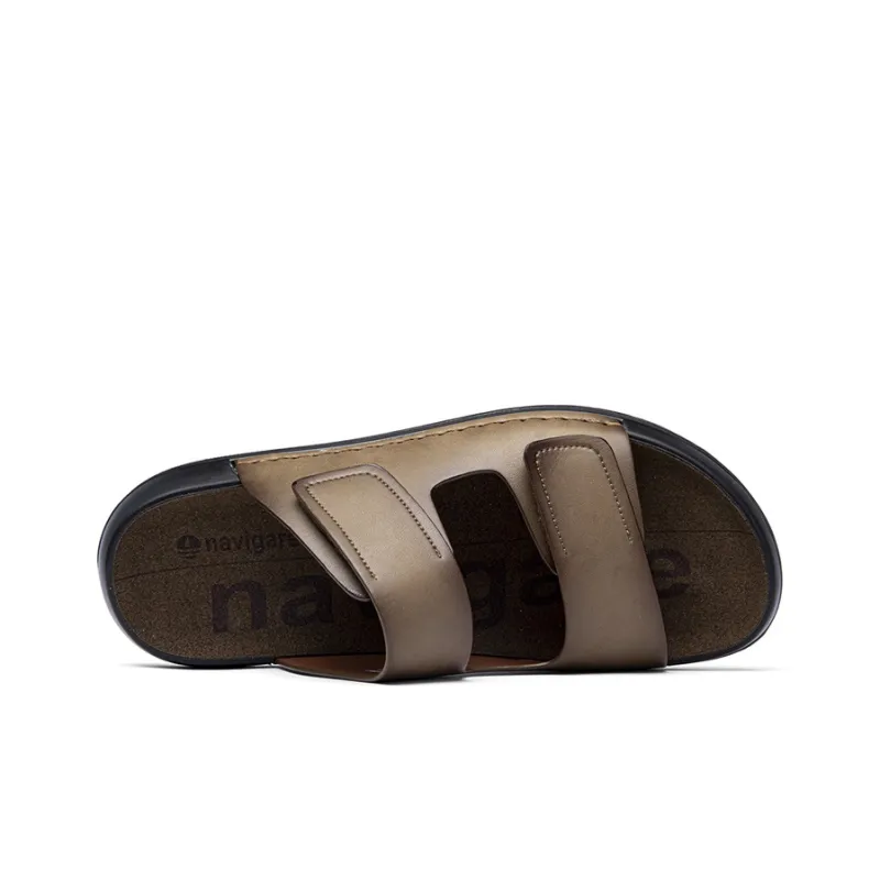 NAVIGARE PU Polyurethane Leather Patchwork Slip-Resistant Abrasion-Resistant Quick-Drying Slide Slippers Men's-7
