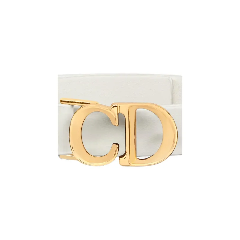 DIOR Logo Buckle Calfskin Leather Belts Women's Latte Width 2CM-2
