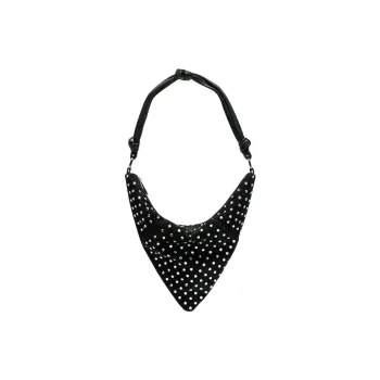 AMINA MUADDI Suede Patchwork Calfskin Handbag Shoulder Bag Women's Black