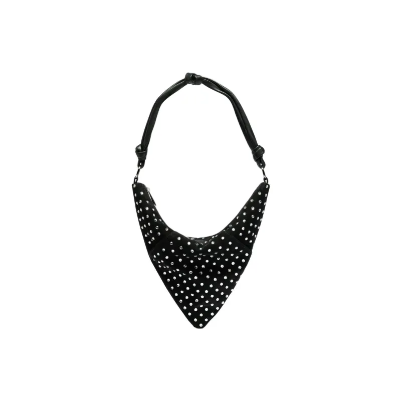 AMINA MUADDI Suede Patchwork Calfskin Handbag Shoulder Bag Women's Black-0